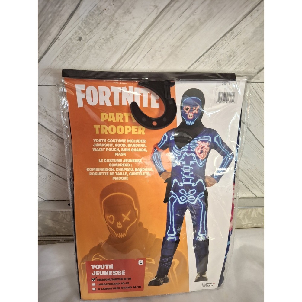 Fortnite Trooper Halloween Costume Cosplay Youth Kids Size Medium 8-10